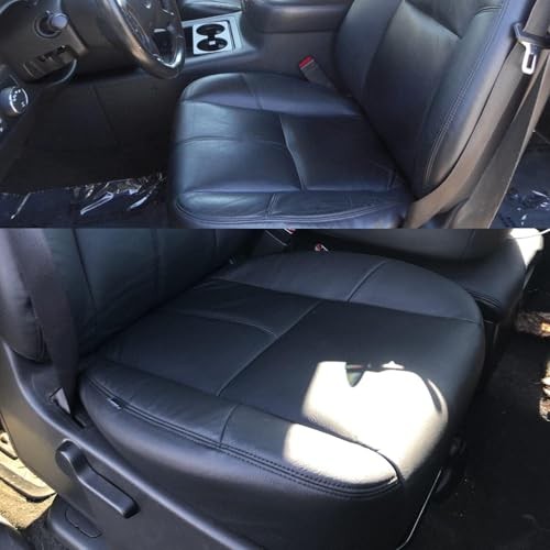 Driver or Passenger Side Bottom Replacement Leather Seat Cover Black