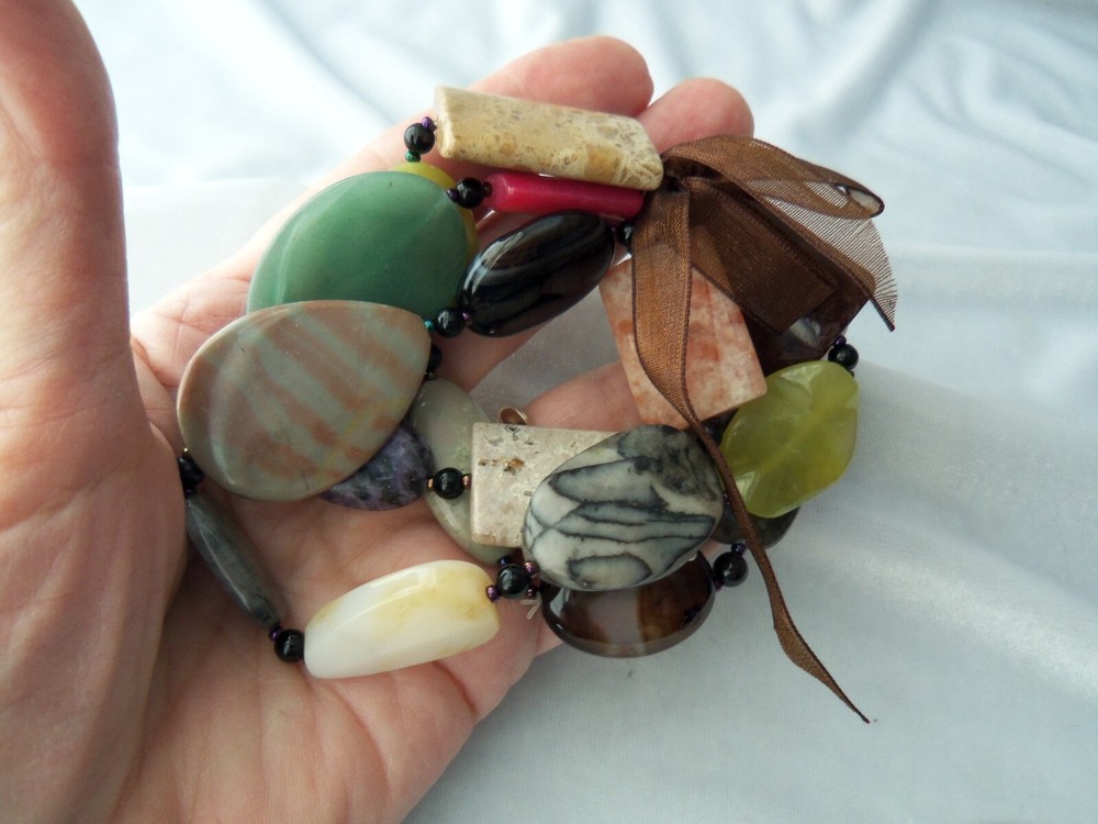 South Sun Mixed Shape & Size Multicolor Gemstone Stretch Bracelet