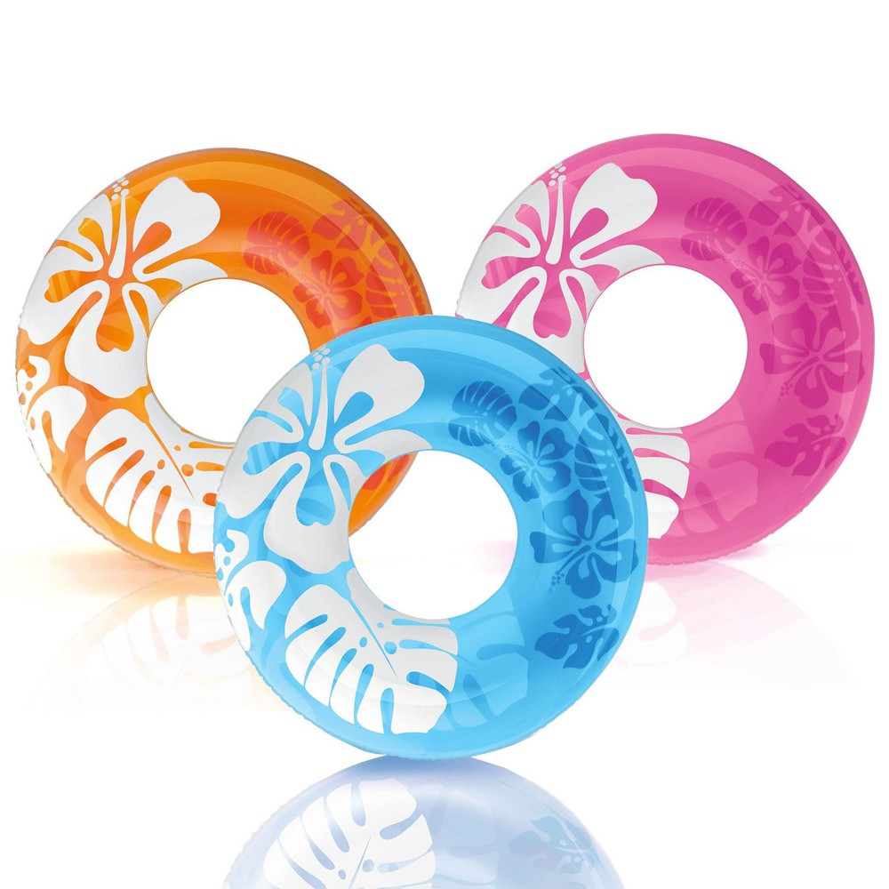Intex 36 Inch Colorful Transparent Inflatable Swimming Pool Single Ring Float