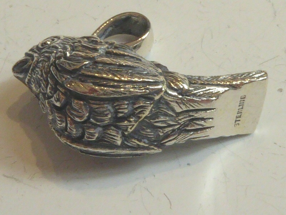 SOLID SILVER NOVELTY BIRD WHISTLE