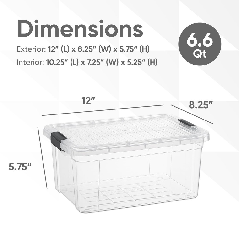 Superio Stackable Clear Storage Bin 12x8.25x5.75 Durable Organizing Solution