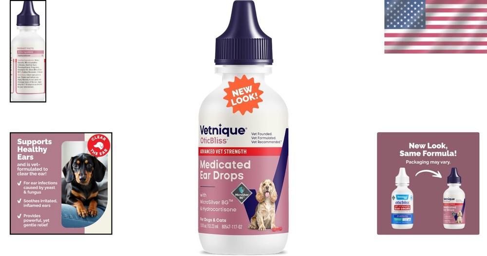USA-Made Pet Ear Drops with MicroSilver & Hydrocortisone