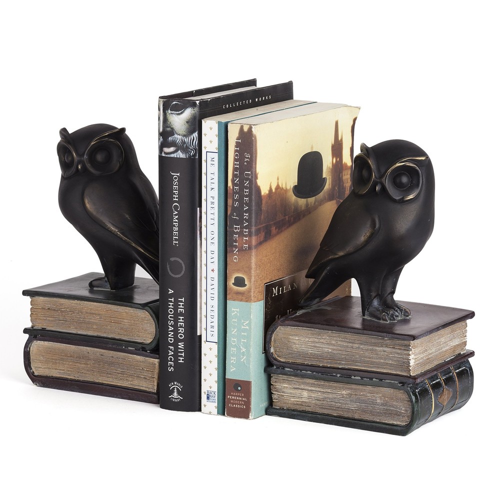 Danya B. Owl Bookends Decorative Rustic Bookshelf Decor