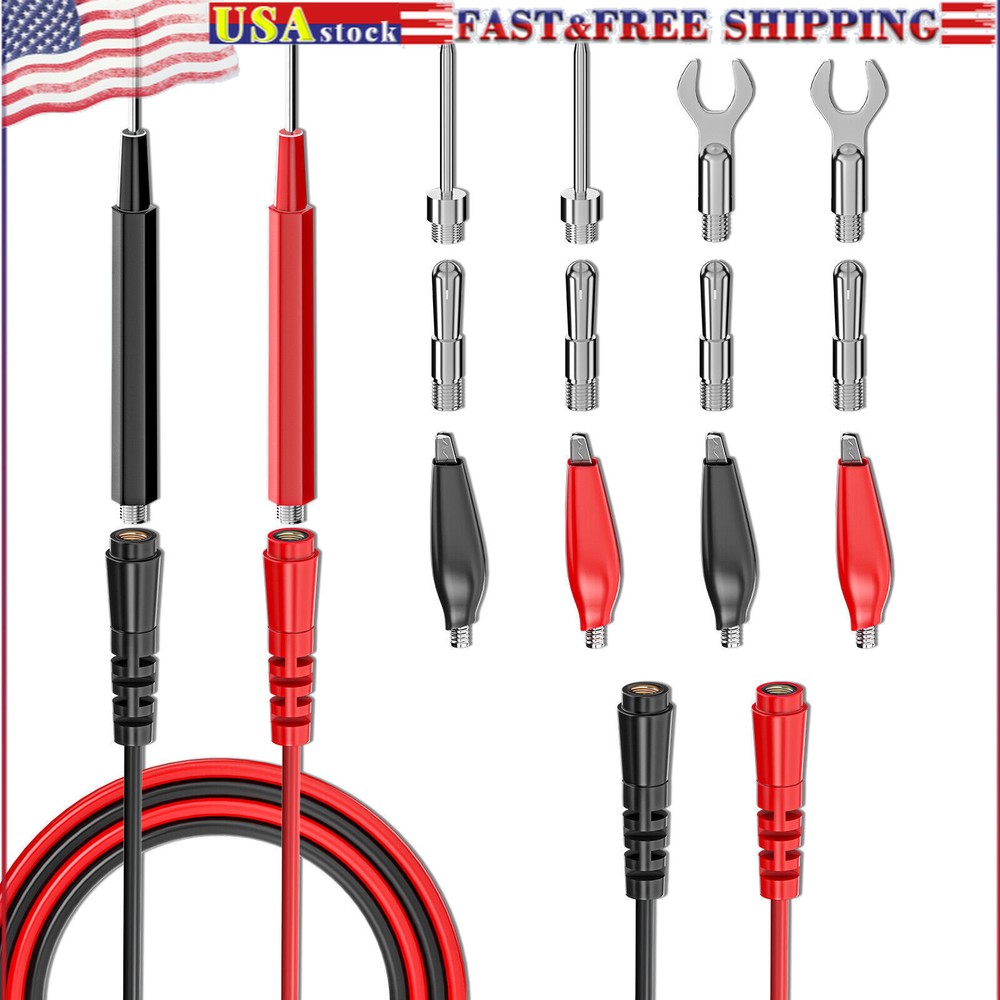 Multimeter Test Lead Kit Replacement Test Wire Set with Alligator Clip