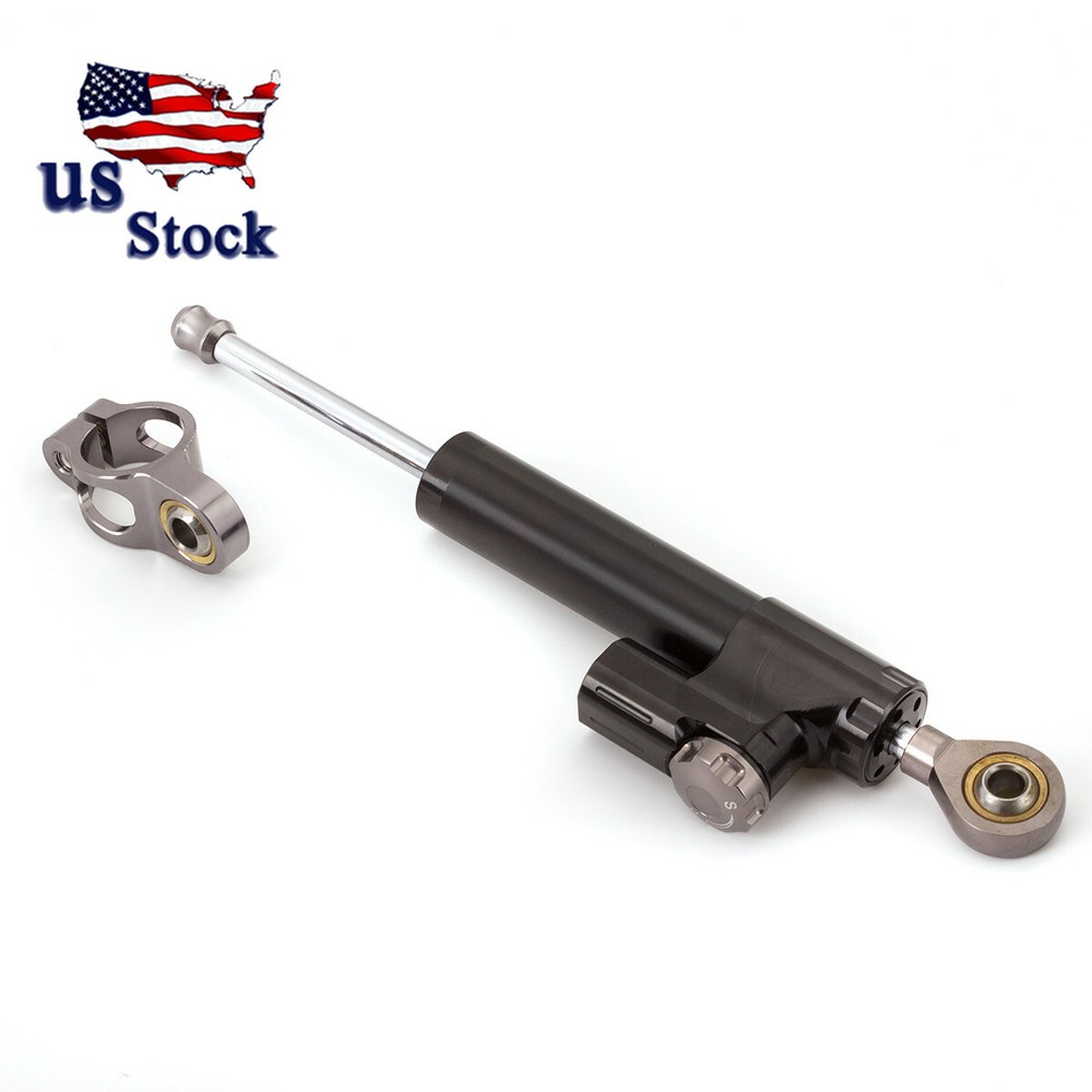 CNC Black&Gray Motorcycle Adjustable Steering Damper Stabilizer Top Universal