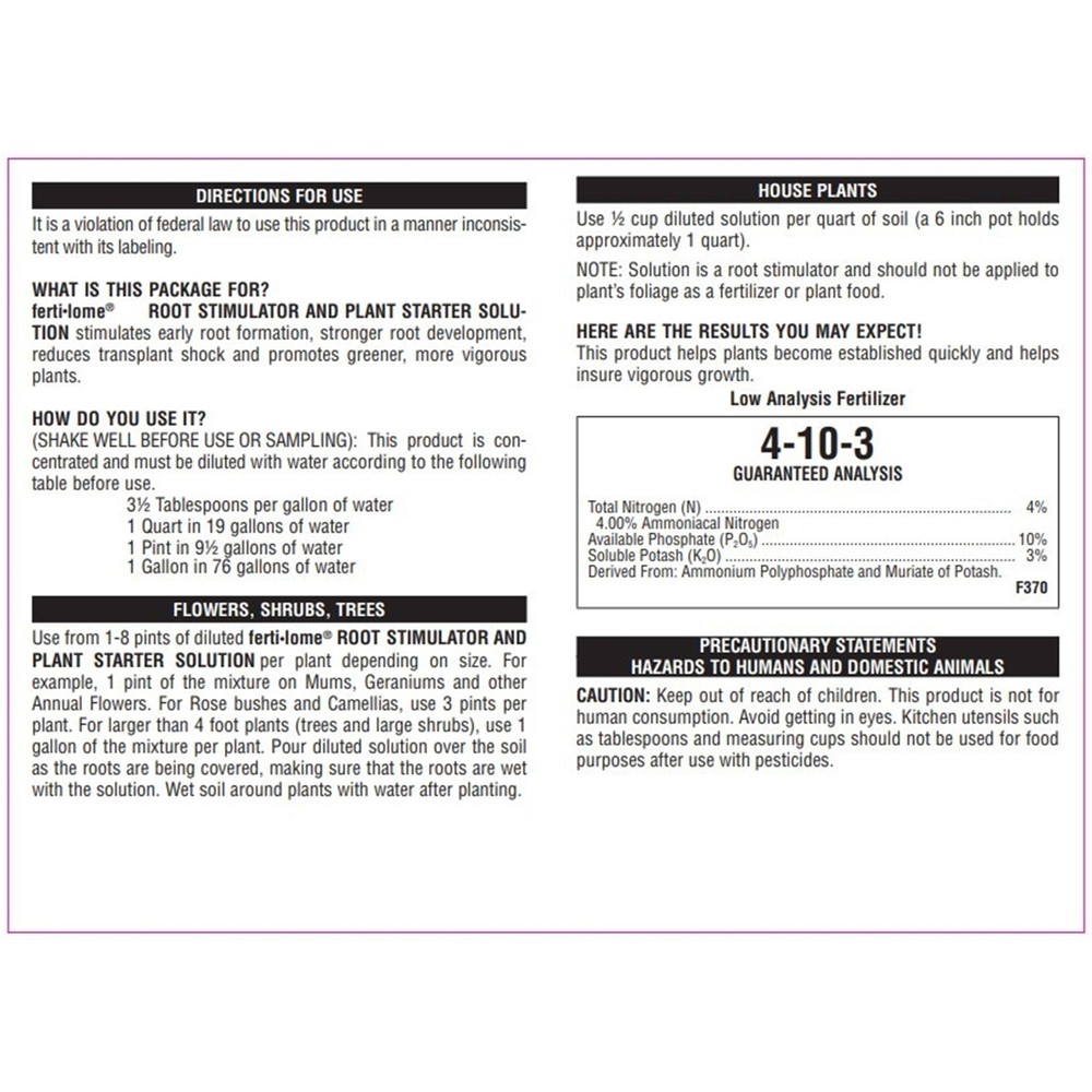 VPG Fertilome Root Stimulator Fertilizer and Plant Starter Solution, 32 oz