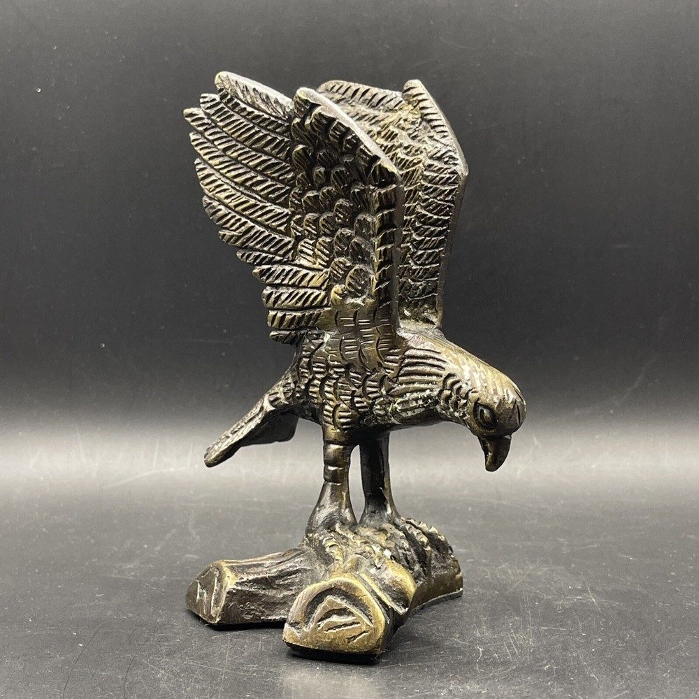 Antiqued Metal Eagle Bird Statue Figurine