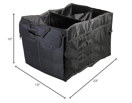 Heavy-Duty Multi-Compartment Collapsible Nylon Car Trunk Storage Organizer Bin