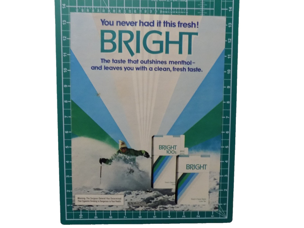 BRIGHT CIGARETTES NEVER HAD IT SO FRESH SKING 1984 PRINT AD