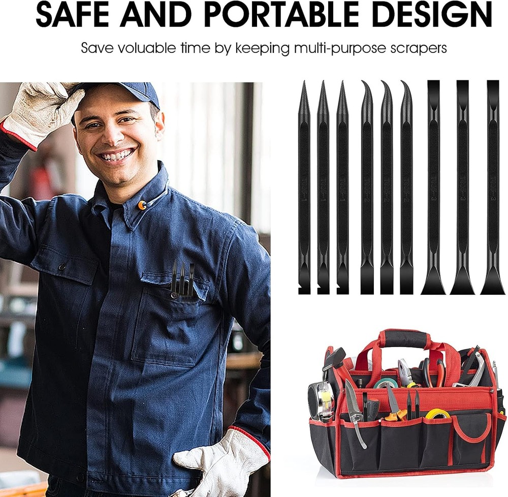 9 Pieces Plastic Scraper Tool Carbon Fiber Multi-Purpose Scratch...