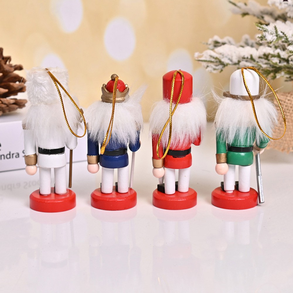 4pcs Wooden Nutcracker Holiday Nutcracker Figures Christmas Decorations