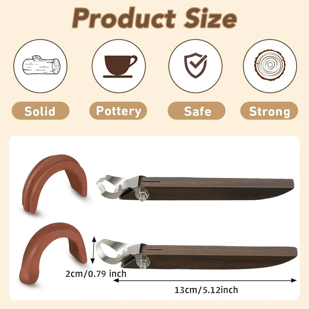 2 Pcs Sculpture Scraper Pottery Carving Tool Pottery Cup Handle Shape Clay Ex...
