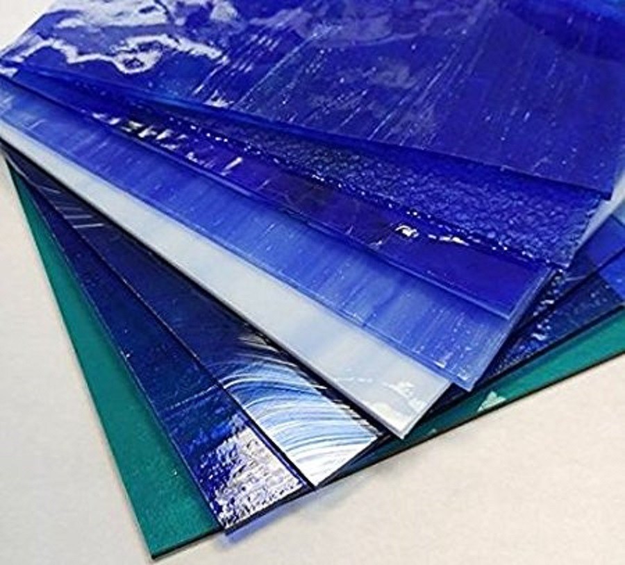 6"x8" - 8 Blue Glass Pack - Stained Glass Sheets