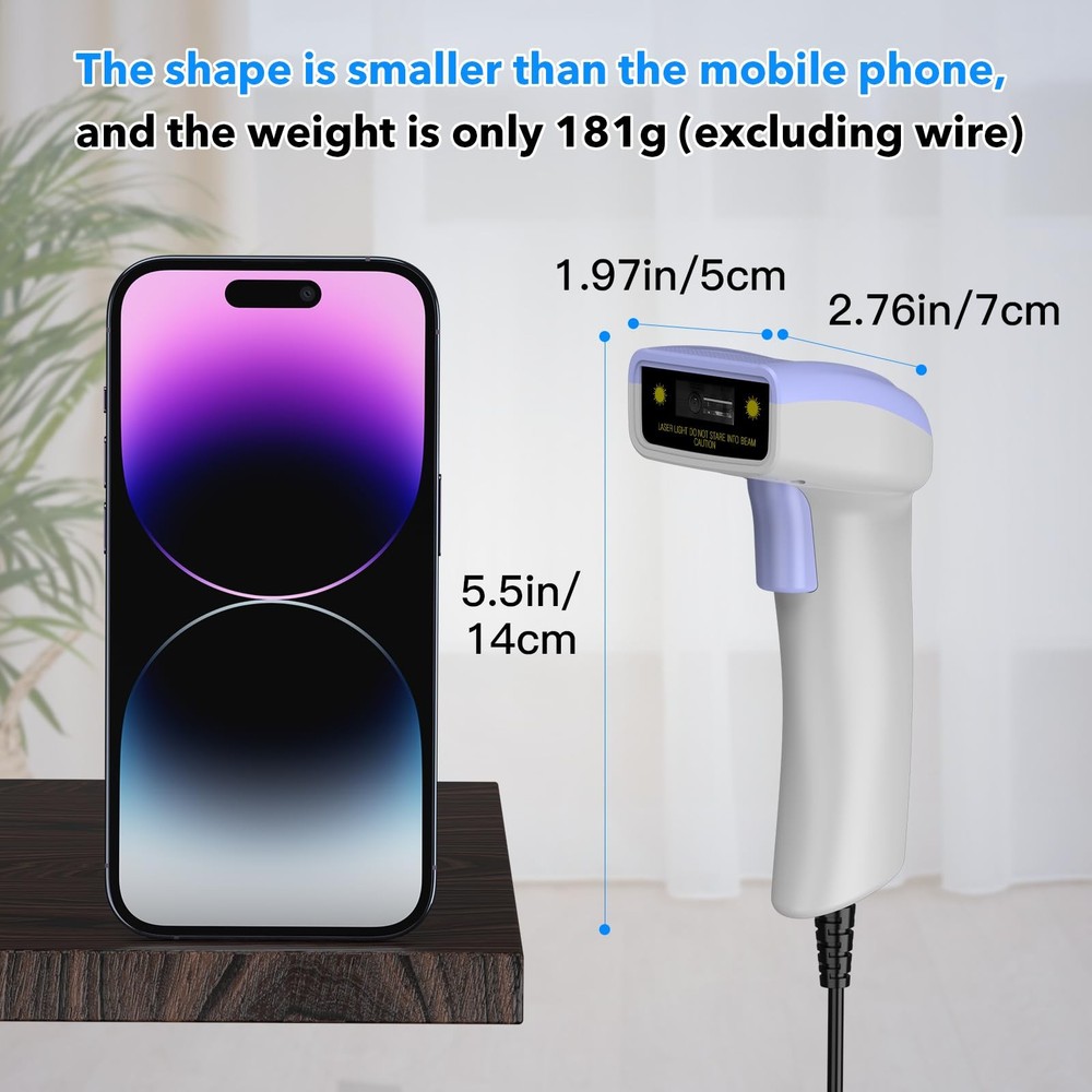 USB 1D Barcode Scanner Handheld Wired CCD Laser Reader Support Screen Scan