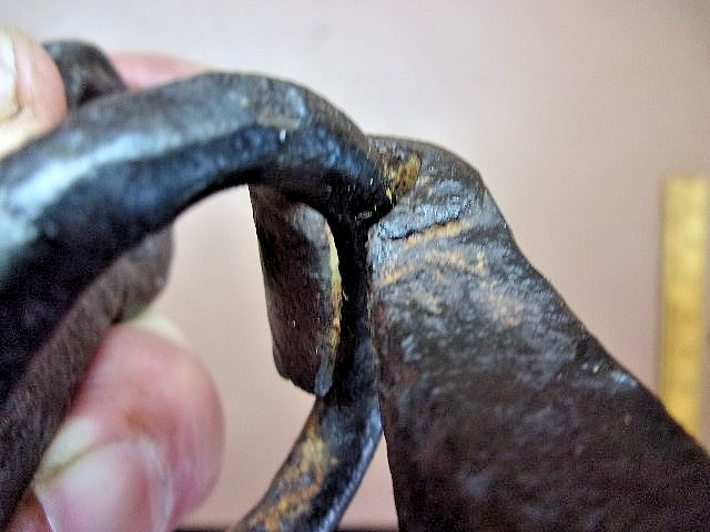 Rustic Blacksmith Forged Hook & Link Crude 5" Long Unique Rustic Decor LQQK!