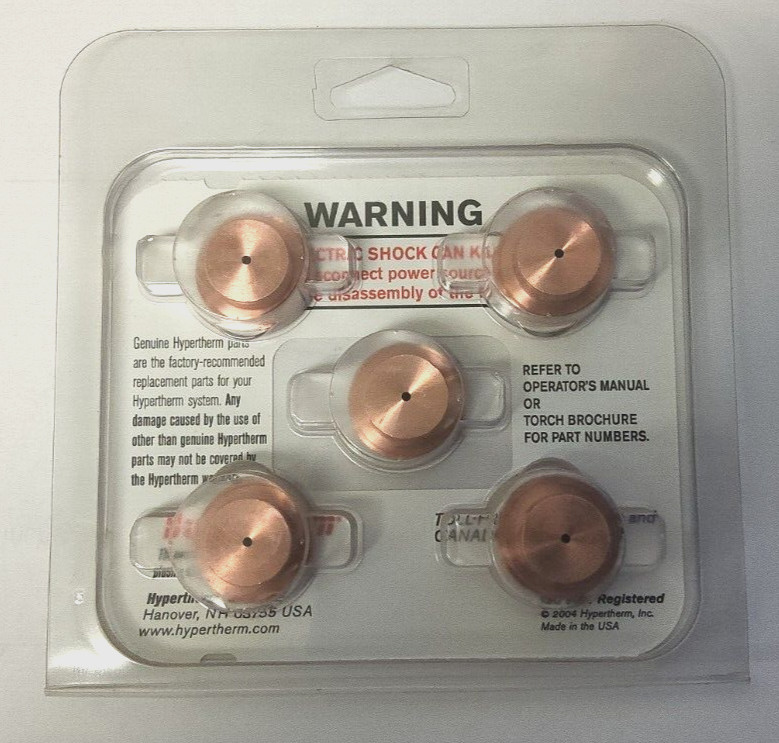HYPERTHERM 020705 SHIELDED NOZZLE FOR HANDHELD OR MECHANIZED TORCH 100 AMP 5/PK