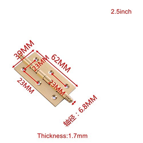 4Pack Decorative Solid Brass Cabinet Door Butt Hinges Folding 2.5inch