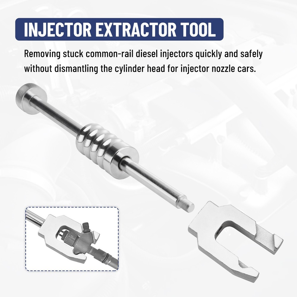 Universal Diesel Injector Puller Slide Hammer Extractor Tool w/ U-Joint Adapter