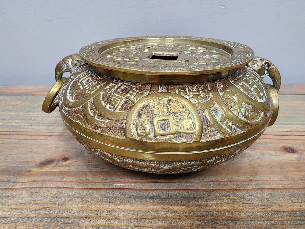 Vintage Solid Brass Design Asian Incense Burner