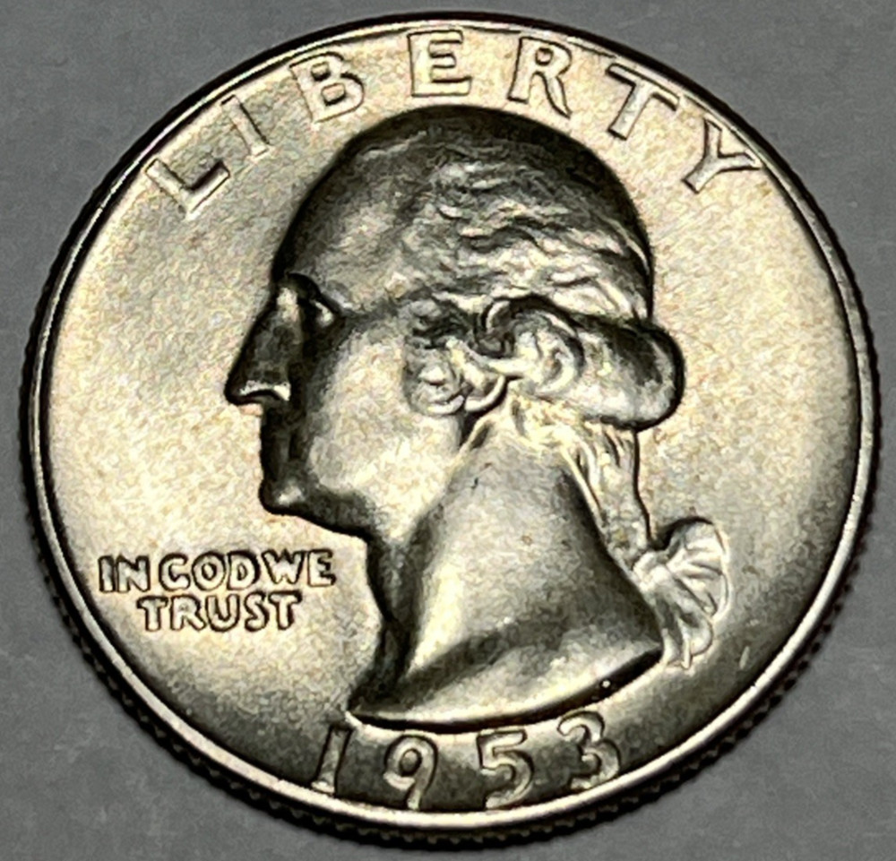 1953 Washington Silver Quarter Errors Die Cracks Reverse Uncirculated