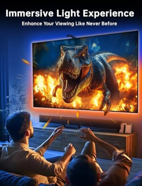 LED Backlight with Sensor - 14.7ft Cuttable RGB Lights - Change with TV