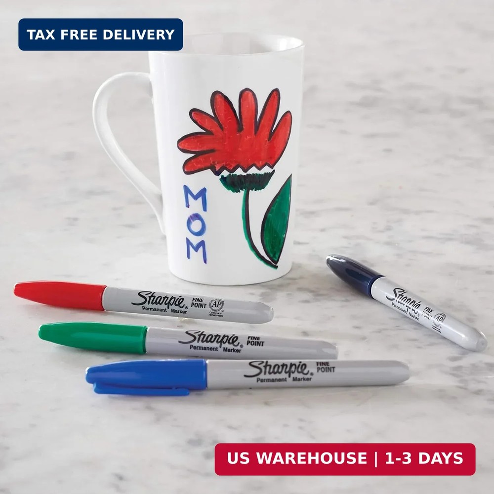 Sharpie Permanent Markers | Fine Point | Black & Blue | 2 Count