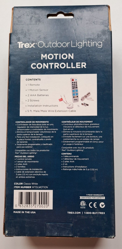 TREX OUTDOOR LIGHTING MOTION CONTROLLER DECK LIGHTING WHITE WTDLMOTION