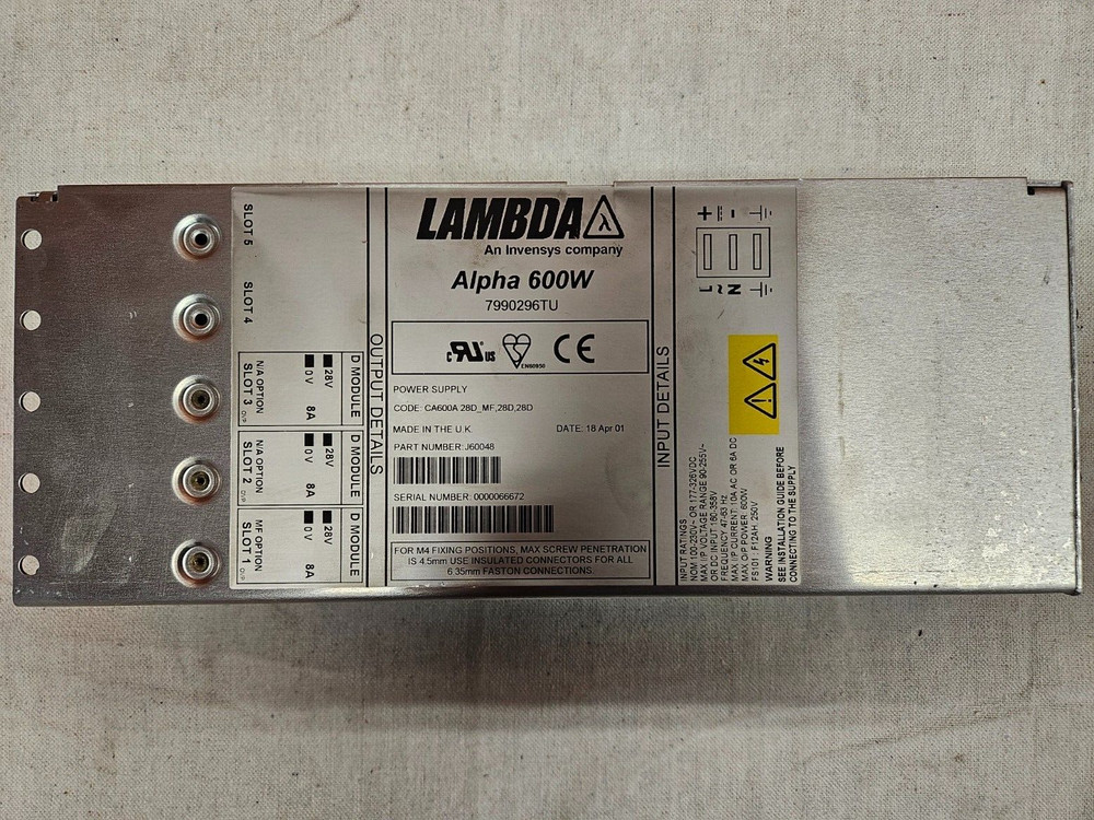Lambda J60048 Alpha 600W Power Supply CA600