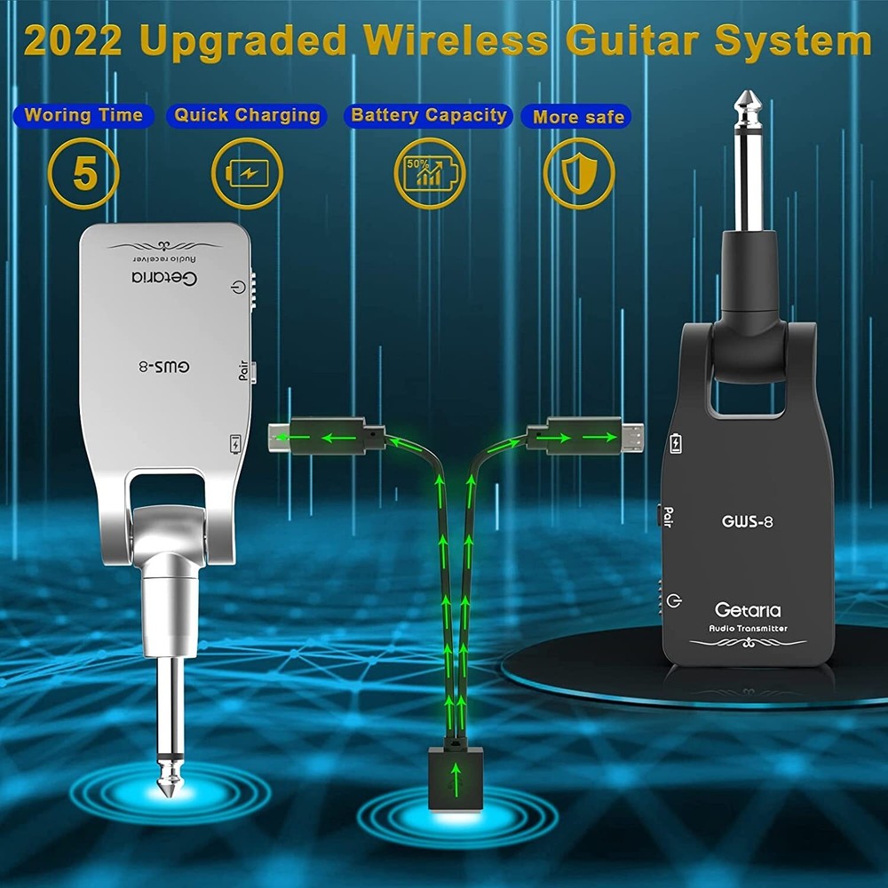 Upgraded Getaria 2.4 GHZ guitar wireless system transmitter receiver