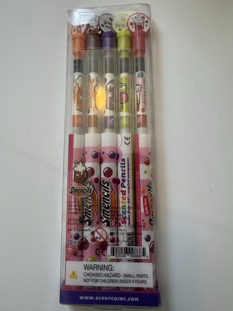 Smencils Scented Pencils 5 Pack Multicolor Children's Novelty Abstract Pattern
