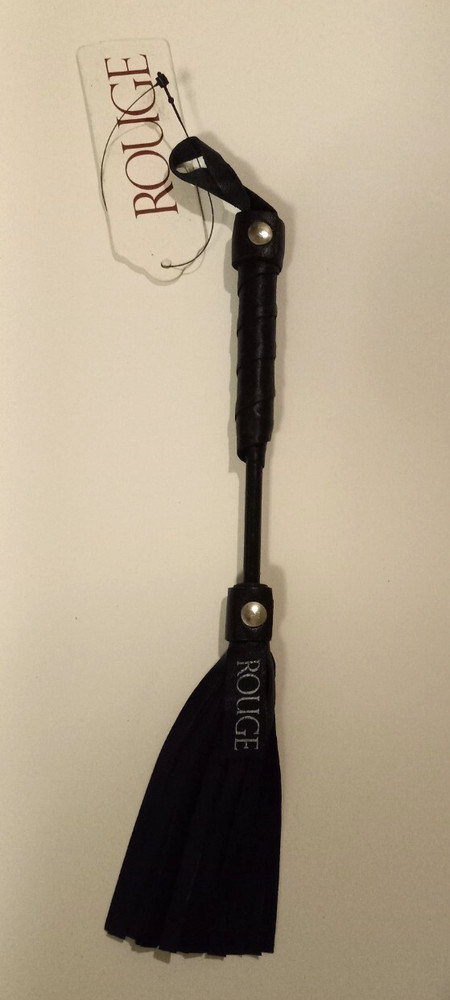 BLACK Leather Mini Flogger, By Rouge ( RMF1019BK) Approx. 10"