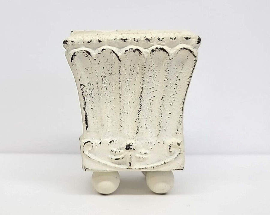 Mini Painted Cream White Cast Iron Planter 3.5"H