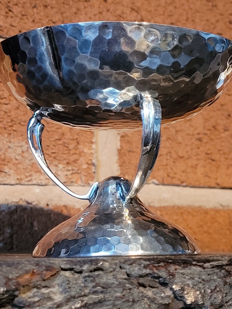 Stunning Solid Silver Bon Bon Dish Alround Hammered Finish C 1908