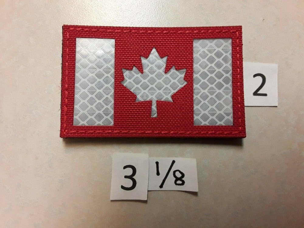1 pc REFLECTIVE CANADA FLAG Emb patch 3-1/8x2" HOOK back