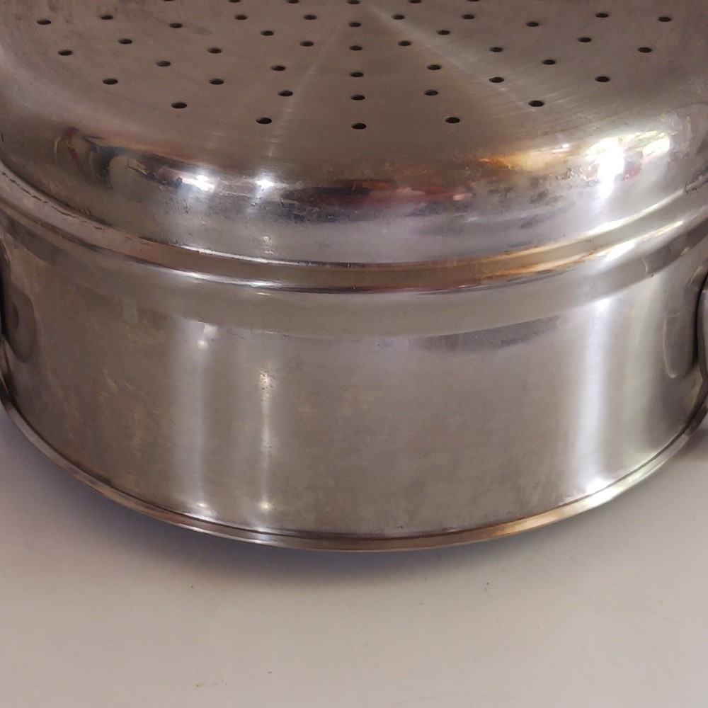 Emeril Stainless Strainer Steamer Pot Pan Insert Colander Double Handle 7.5" Lid