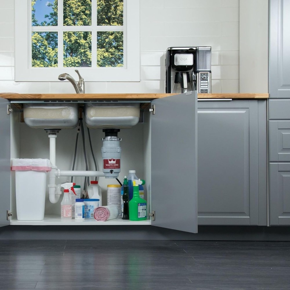 Compact 1/2 HP Garbage Disposal - Continuous Feed, EZ Mount, Plug-in, Reliable