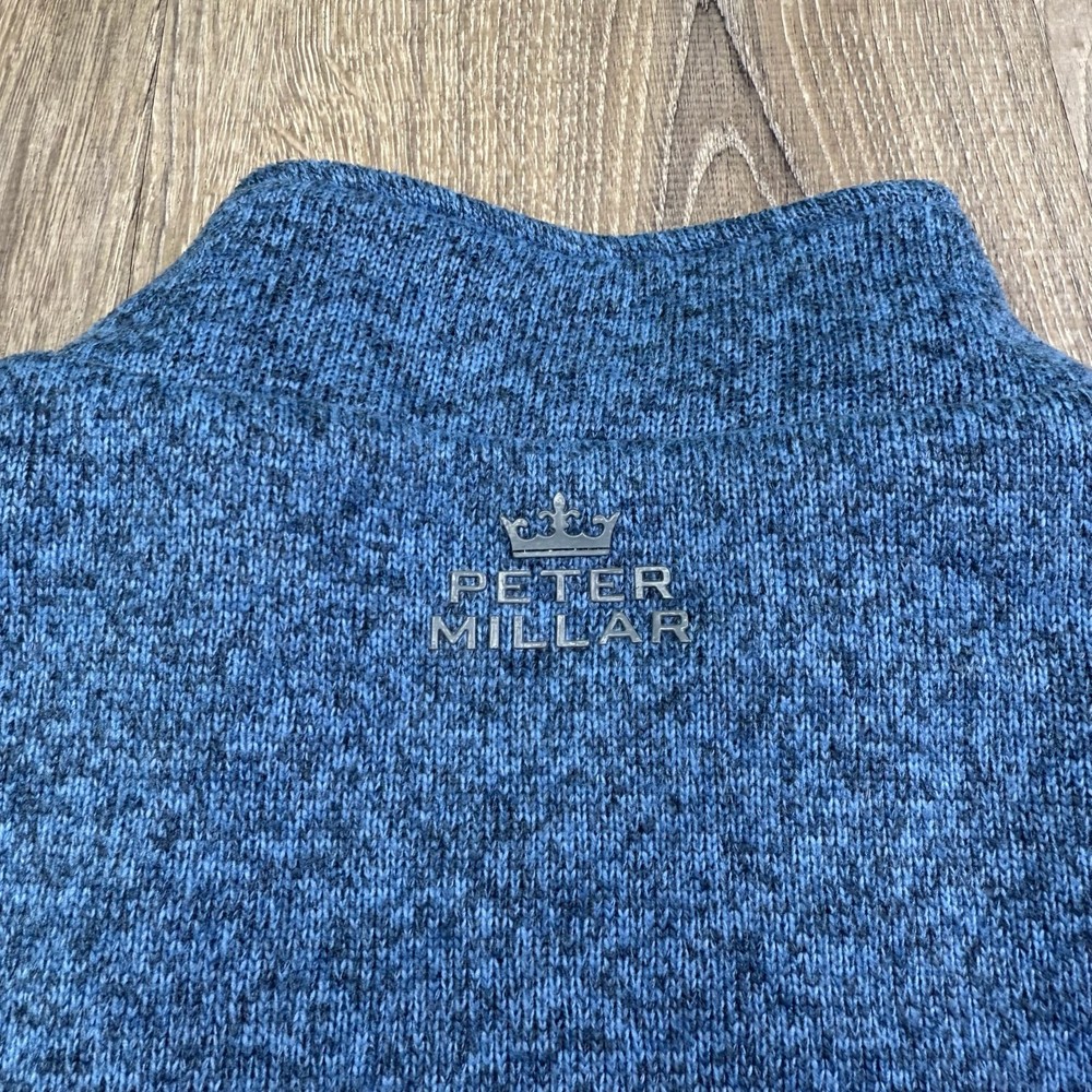 Peter Millar Crown Sport Mens Blue Performance 1/4 Zip Stretch Pullover Size M