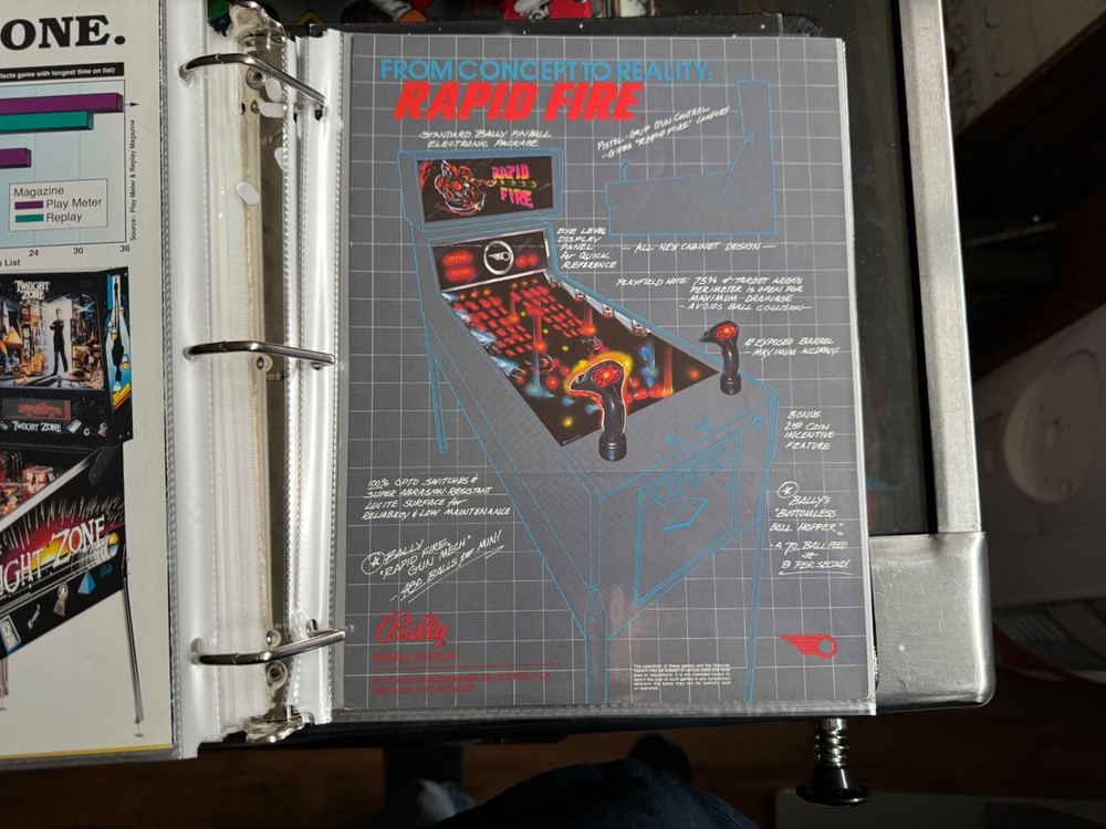 Bally RAPID FIRE Pinball Machine Flyer Ad Promo Insert Poster EM