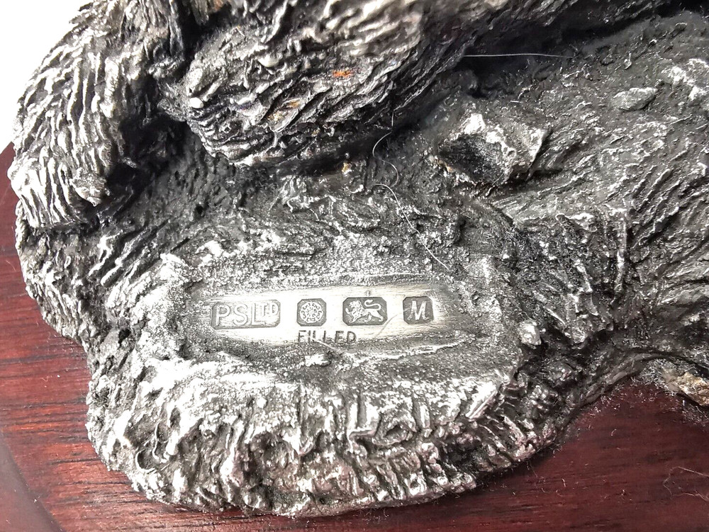 Vintage Solid Silver Badger Group Figurine - Sheff 1986.