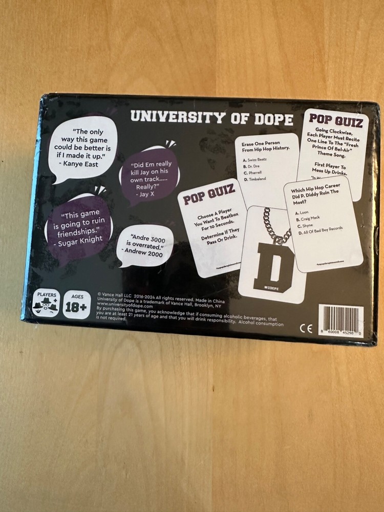 NEW UNIVERSITY DOPE HIP HOP LOVERS GAME