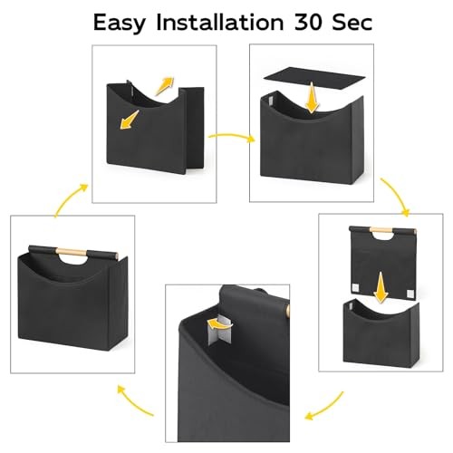 Magazine Holders, Foldable Magazine File Holder with Handle Magazine Rack Black