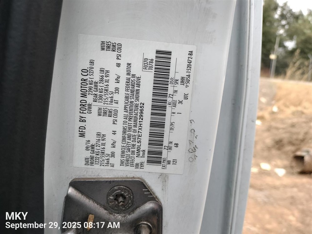 LEFT REAR DOOR WINDOW REGULATOR OEM 2015 FORD TRANSCNCT