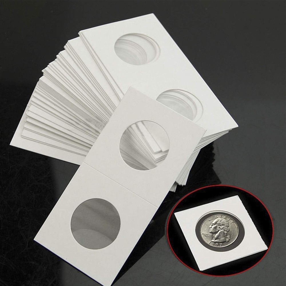 200PCS Assorted Coin Holders 2X2 Cardboard Mylar Flips Include 4 Sizes New--A