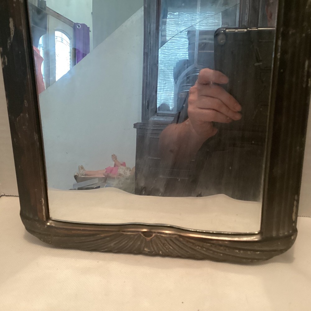 Vintage Silver Plated Table Top Square Footed Mirror