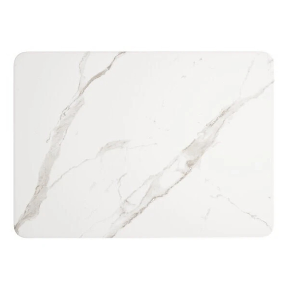 30" x 42" Rectangular Restaurant Table Top with White Marble Laminate Top Finish