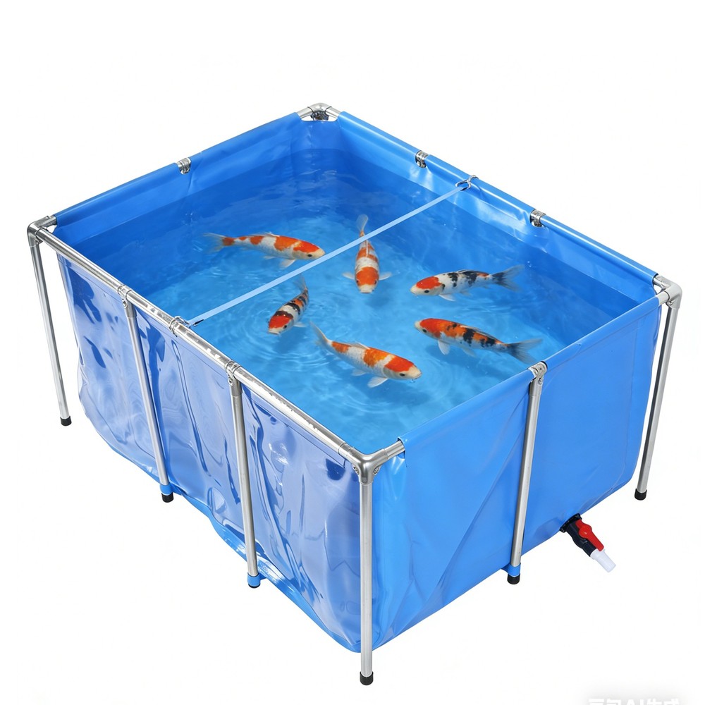 Rectangular Goldfish Tank with Frame & Drain Valve Above Ground Fish Pond Clear