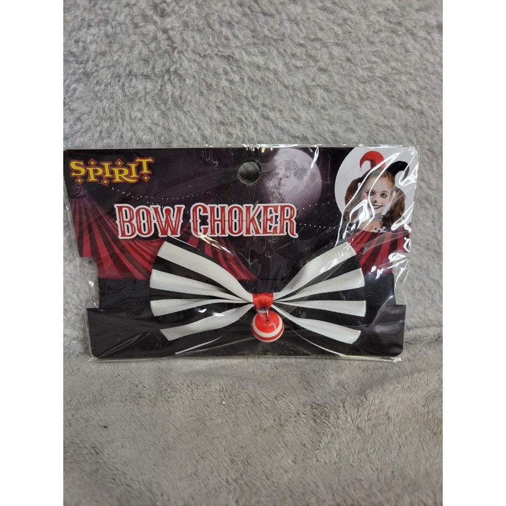 Spirit Halloween Black White Stripe Bow Choker Costume Accessory