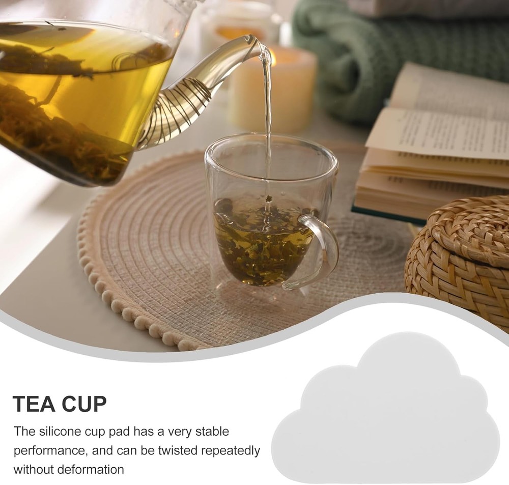 ABOOFAN 2Pcs Silicone Coasters Cloud Shaped Cup Mats Non Slip White