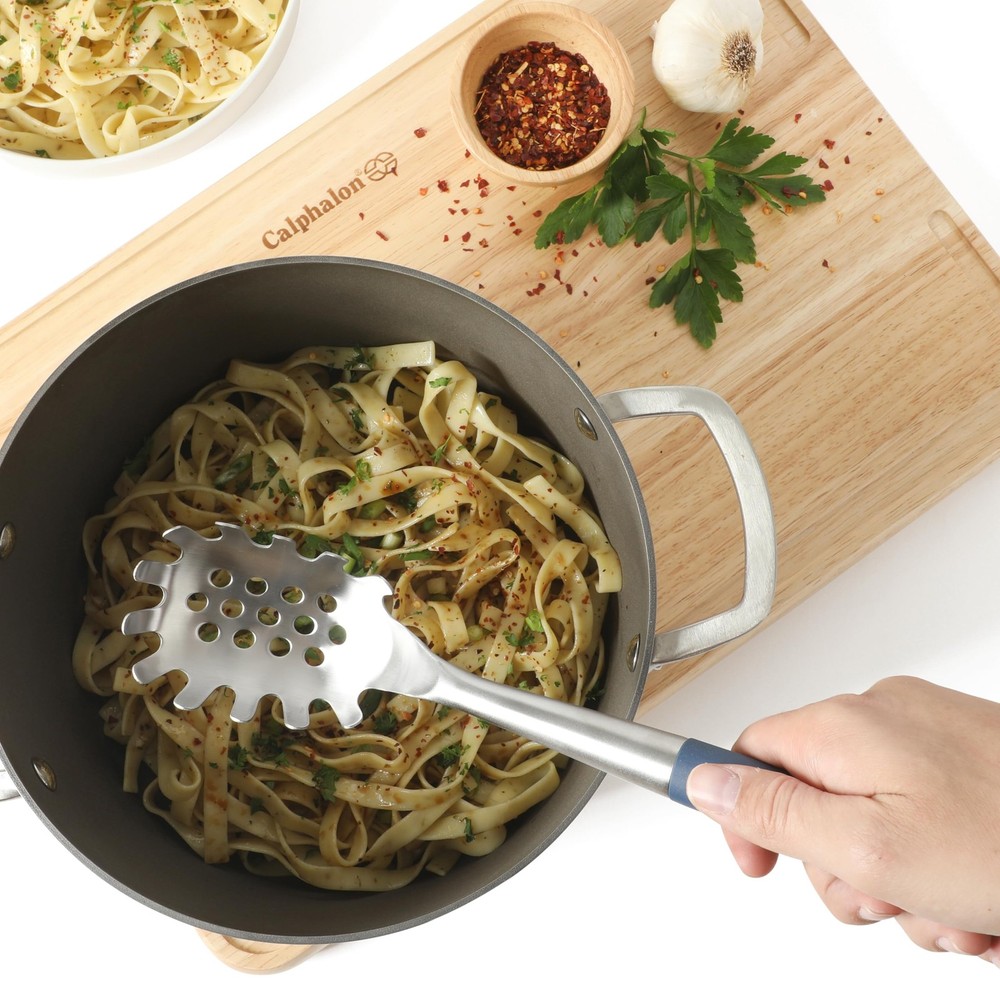 Edge Pasta Server tool Navy Blue with Rubber kitchen Turner tool