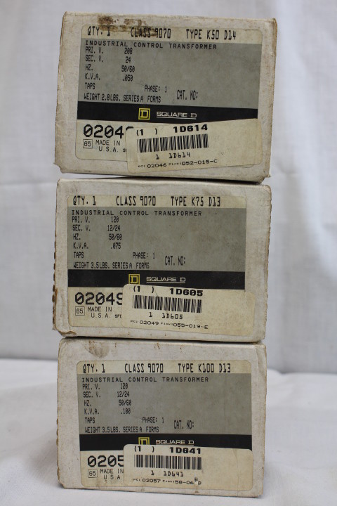 NOS NEW  3 Square D Class 9070 Industrial Control Transformers Series A Forms